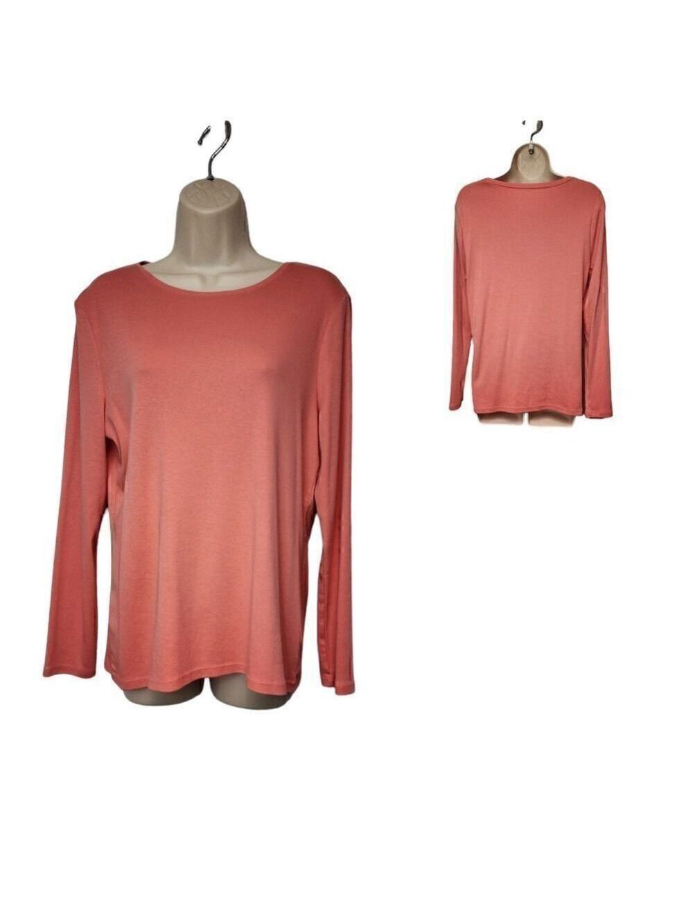 Talbots Pink Sweater Blouse Long Sleeve Round Neck Size LP